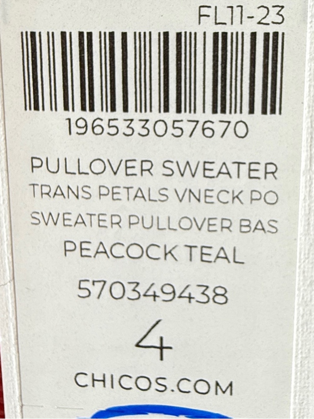 Chico’s NWT Peacock Teal Abstract Floral V-Neck Sweater Size 4 XXL - Picture 10 of 12